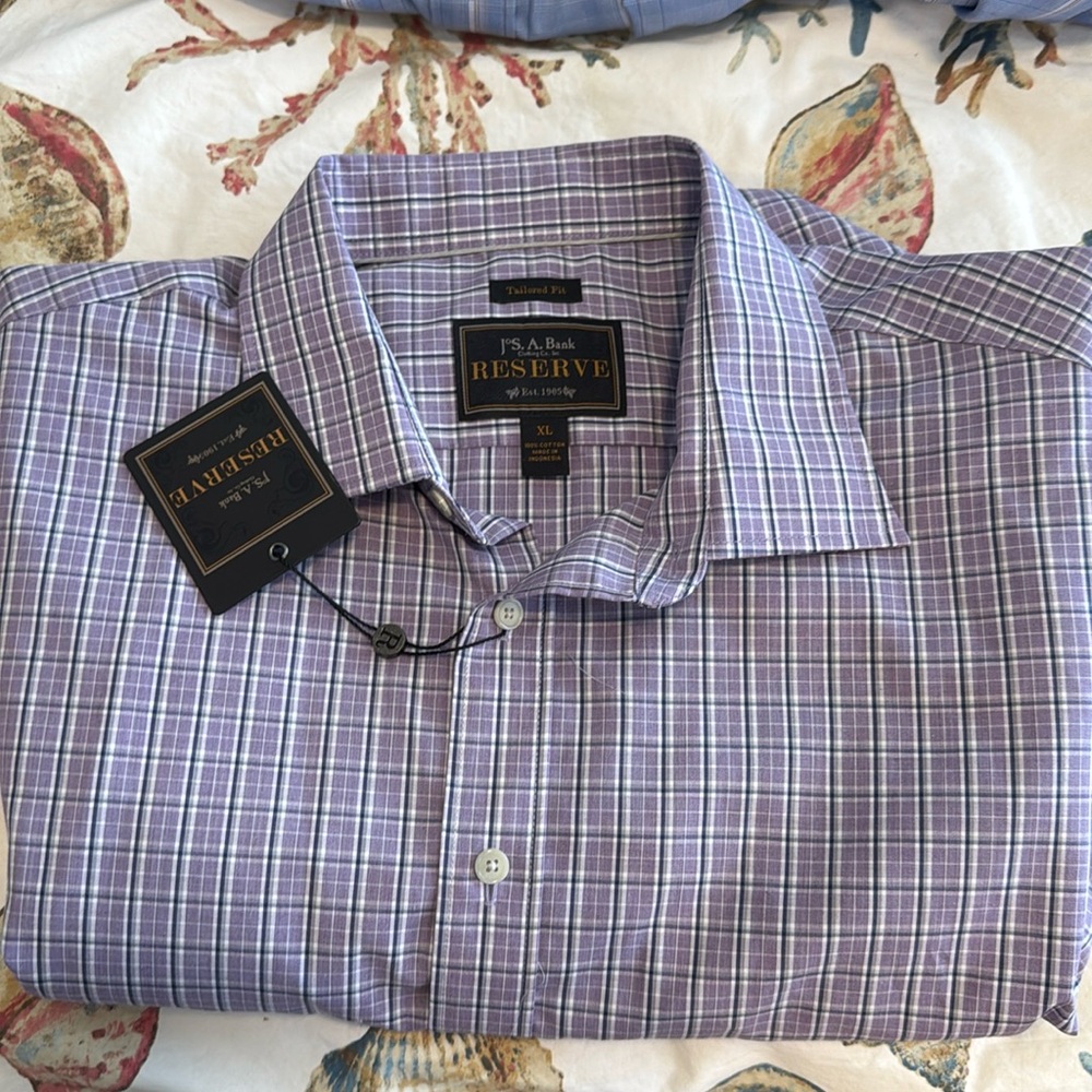 Men's Jos.A.Bank Reserve 100% Cotton lavender wrinkle resistant Sz XL
